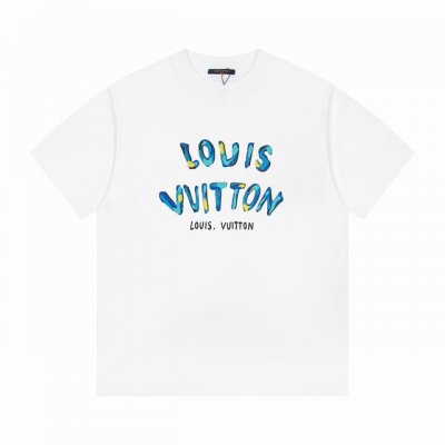 上新： 款号：B210 Louis Vuitton 路易威登新款彩绘涂鸦印花Logo字母休闲圆领短袖T恤 1面料采用260克纯棉双纱面料 柔软亲肤、透气性强，定