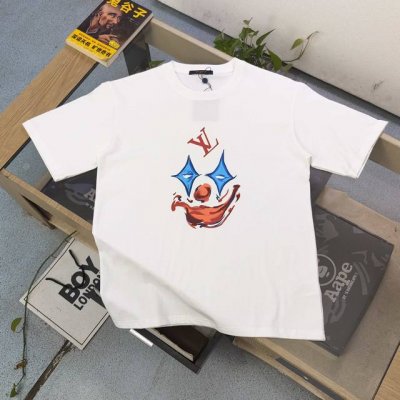 款号：Dg25667 2025新款Louis Vuitton路易威登Lv小丑面容图案Logo字母印花休闲情侣短袖T恤，经典图案设计，朋克不羁！！采用250G克重