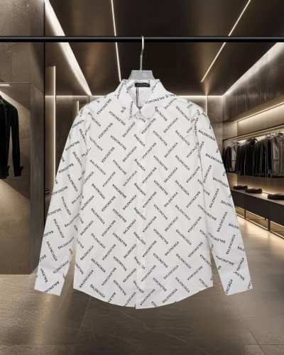 Balenciaga 巴黎爆款来袭 走秀款满印弹幕Logo长袖衬衫 2025Ss官网新款长袖 衬衫 衬衣，精美数码Logo 高端版本，专柜定制面料 透气舒适度高