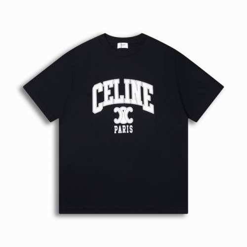 正确版高品质 Celine凯旋门2025Ss春夏新款印花Logo字母圆领短袖T恤 男女同款 Size:Xs S M L