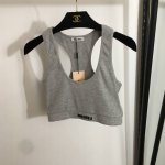 P100款号20251208 Miumi*新款 简约Logo刺绣纯棉运动背心，灰色，Sml， M码；胸围66，长35