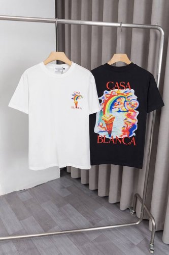x037 Casablanca 卡萨布兰卡25Ss新款T恤，前后幅彩色图案+Logo印花工艺，品牌Logo经典设计 高度定制260克双纱纯棉面料，面料柔软 时尚