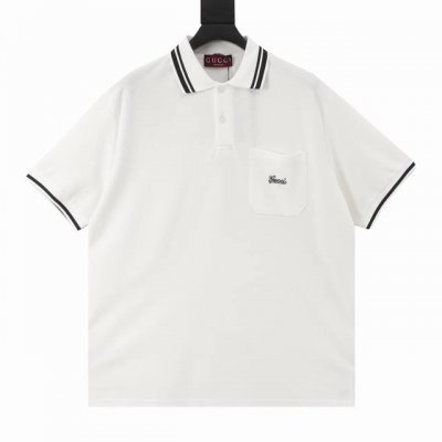 Gucci古驰Guc 刺绣口袋短袖polo衫 原版6100购入开发，面料采用210G原版定制全棉，胸前进口机签名版刺绣，签名字体绣花，贴口袋工艺，上身立挺，落肩