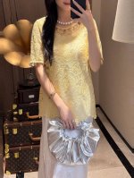 2025年夏装新品 水溶蕾丝重工钉珠上衣时尚大气 杏 黄 粉 S-Xl 面料:蕾丝