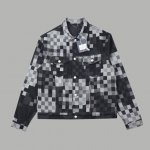 顶级版本 路易 Lv 25Ss早春新款 刺绣棋盘格黑色牛仔外套 轻奢主义 男女日常通勤穿搭必备单品 正确版本 随意对比 详细特征 定制Yb进口提花牛仔材质，马赛