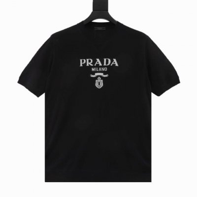 prada普拉达prd 胸口倒三角提花羊毛针织短袖T恤 正品11988购入 60支拉菲尔55%羊毛 采用德国 Stoll 16针进口织机 毛料提花 毛料酵洗 定
