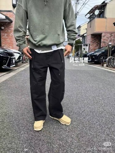 5005# Ancellm25S新款Ac长裤. 日本品牌冈山创立Ancellm品牌.水洗手工油漆泼墨工艺. 双褶设计.日产油漆泼墨休闲裤，百分百全棉面料.宽松裤
