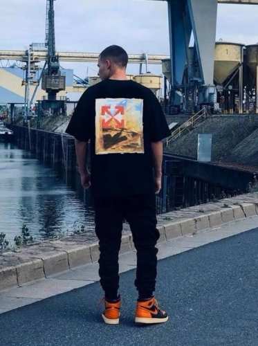 顶级版本上新 O48# -Off-White C O Virgil Ss24重工独家 新款刷漆油画印花Ow箭头Virgil Abloh警戒线高街复古短袖T恤 男