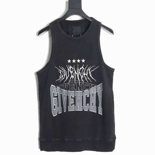 Givenchy 纪梵希 23Fw 洗水做旧背心 定制420克重大卫衣环保洗水面料 印花采用进口牛仔浆固色手工对位印花工艺 十六万针高密度进口机绣 做到密度高且
