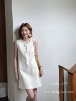 New～金色藤格纹编背心裙，立体编织工艺原版定制进口纱线上身显瘦又高挑Smlxl