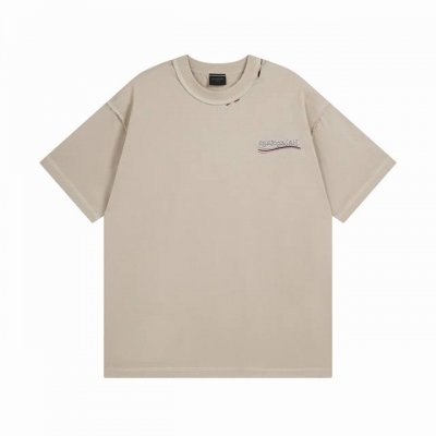 Balenciaga 巴黎世家2025 Ss 经典可乐海浪Logo反面刺绣洗水做旧磨烂短袖T恤 本市场No.1的质量 真正天花板品质 全部原版开发注意细节图 避