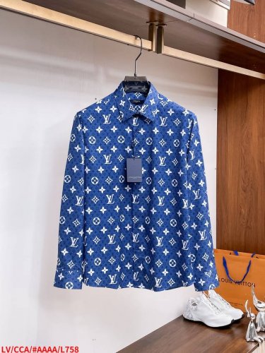 l758 Lv Louis Vuitton25春夏满幅老花印花新款荷叶边下摆长袖衬衣 日常百搭小单品 搭配各种超好看 各种帅气的造型气质休闲都很可 经典Logo