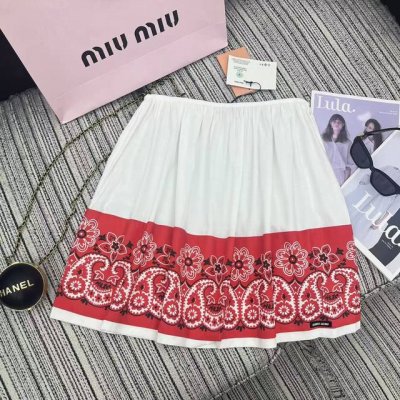 强烈推荐 25年早春夏系列 Miu*新款撞色印花设计松紧腰半裙 Sml