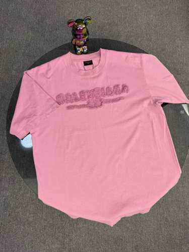 顶级版本 区别通货 25Ss新款 Balenci*Ga 巴黎世家 字母Logo胸前贴布刺绣洗水磨烂做旧下摆手工打磨短袖T恤 面料采用巴黎Zp定织定染全棉双纱 克