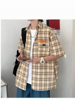 供 kolon 可隆基础款格子短袖衬衫 每年都出的经典款 超级无敌百搭 面料是 支全棉精梳高密度面料 弹力十足 高支代表棉纱的细度 棉纱的英支支数越高就表示该纱