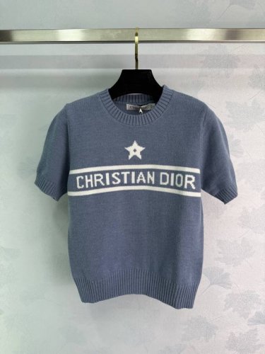 Dio*五角星短袖针织上衣 经典Logo设计 时尚百搭 蓝色款 套头设计 舒适柔软 经典百搭 1色3码Sml T226B