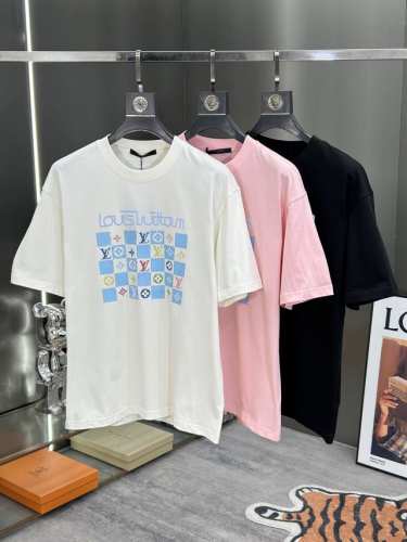 Lv 25S新款潮牌T恤.男女同款～高温立体印花烫钻工艺.立体感满满.定制230G纯棉面料.质感极好.舒适透气.微扩版型设计.舒适百搭～码数：S-3Xl微扩版型