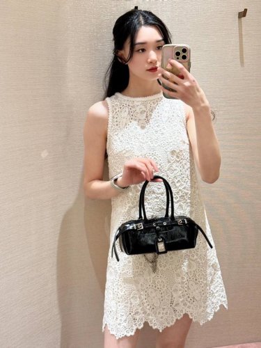 jory* 25Ss春夏新款 立体刺绣蕾丝后背拉链圆领连衣裙丨独家高版出品！重磅奢感的水溶蕾丝裙 美貌与质感并存系列！重工繁杂精致的立体纹理 满是高级感！越看越