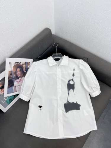 Dior春夏新品埃菲尔铁塔印花短袖衬衫 一色三码Sml 面料:棉
