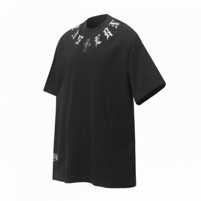 Chrome Hearts Ch 克罗心重工烫钻梵文十字架铁皮绣短袖T桖 采用手工烫钻，不掉钻 正确配置 黑色2025克罗心皮袋正品包装 280克定制定染双纱棉