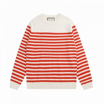gucci古驰字母暗纹提花条纹圆领毛衣 颜色 蓝 杏 码数 S M L Xl Xxl