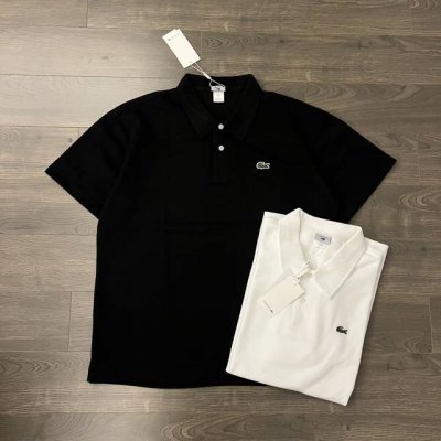 Lacoste 法国鳄鱼 经典纯色刺绣小标徽章情侣休闲翻领polo衫短袖-原版代购品质 Color：黑色 白色 Size：M L Xl Xxl Number ：