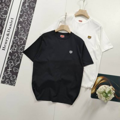 尺码Xs-Xl1:1定制 2025夏季新品高田贤三法系巴黎Kenzo小老虎头刺绣短袖T恤.情侣款T恤衫 Kenzo Happy Tiger 刺绣T恤 轻便平纹针