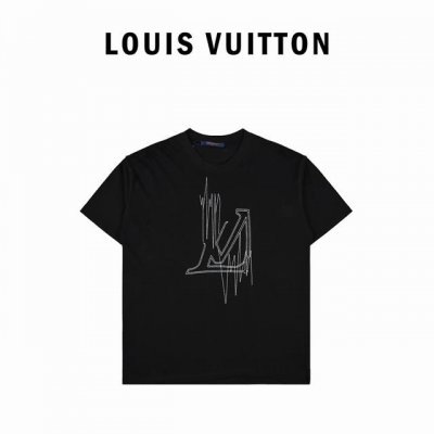 louis Vuitton Ss23 图案印花圆领短袖T恤 心跳频率绣花T恤 客订220G32S平纹针织 面料 亲肤透气 细腻 胸前采用丝网印花工艺再配合由日本