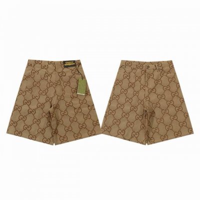 Gucci 古驰 经典双 G 老花满印字母Logo休闲情侣五分裤短裤-顶级原单版本 Color：卡其 Size：46 48 50 52 Number： 09 独