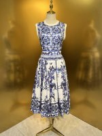 dg家 原青花瓷16姆米真丝斜纹百分百细羊毛 背心Smlxl P310现货