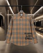 Bur 巴宝莉 Burberry爆款来袭 字母胶印Vintage 男女同款格纹长袖衬衫系列 2025Ss官网新款长袖 衬衫 衬衣 精美工艺 高端版本 专柜定制面