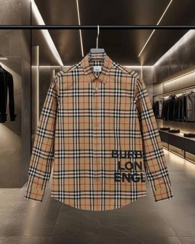 Bur 巴宝莉 Burberry爆款来袭 字母胶印Vintage 男女同款格纹长袖衬衫系列 2025Ss官网新款长袖 衬衫 衬衣 精美工艺 高端版本 专柜定制面