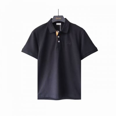 实拍细节图+细节图 Burberry 巴宝莉 领口格纹拼接刺绣Polo衫 100%全棉珠地 全套订织订染螺纹 订制Logo纽扣 领口格纹拼接 胸前战马小标刺绣