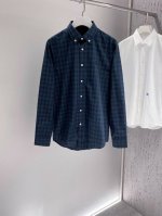 giv~经典Logo刺绣男士格纹长袖衬衫。 代工厂P出货 客供定制～优质高支府绸棉 质地细腻、柔软、微弹、上身舒适、透气。 经典格纹 胸前4G~Logo标识刺绣