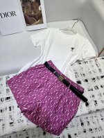 dior* 2025新款圆领短袖上衣短裤套装 小蜜蜂刺绣装饰 做工精致 两色Smlxl
