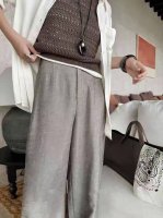 天丝亚麻阔腿裤 面料非常舒服 持续补单大爆款 咖色 黑色 M Xxl