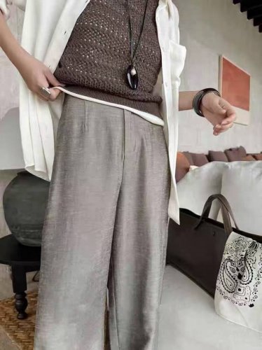 天丝亚麻阔腿裤 面料非常舒服 持续补单大爆款 咖色 黑色 M Xxl