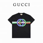 160 Gucci 古驰 23Ss最新款Gg互扣式插色印花短袖T恤 互扣式Gg标志再现80年代经典印花设计，面料经过高温环保染色，胸前Gg最为经典的红绿撞色的印