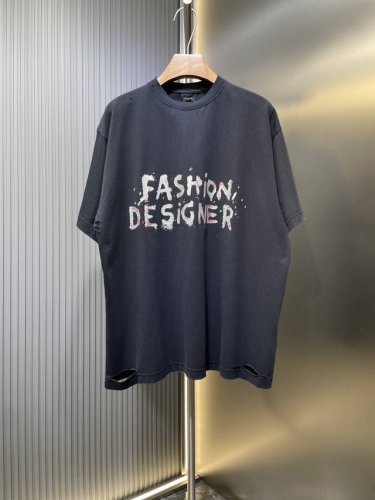 巴黎世家 顶级复刻 25 金沙印花破坏Tee 订染黑篮 G面料起订量9卷布 颜色非纯黑市场现货 版型不改一丝一毫 用量极高 区别市场错误颜色看图打版先行版本 所
