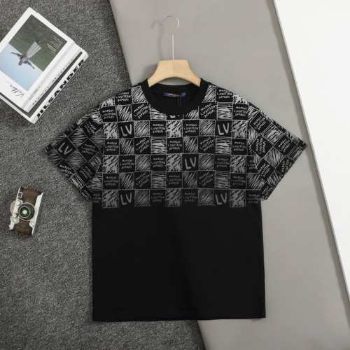 顶级复刻版本 Louis Vuitton 路易威登 渐变棋盘格字母印花短袖T恤 原版定制320克纯棉面料 官方同款 同缸染面料 手感非常舒服 春夏最新砖柜同步