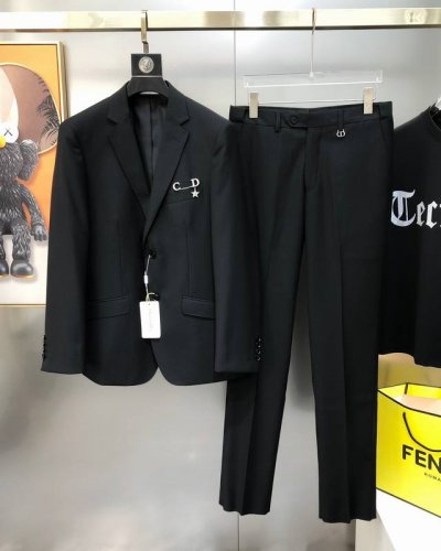 整套 上衣 西裤 D*Or 迪奥2025早春新款原单男士商务休闲西装套装 西服外套西裤 可拆开售卖官网同步售卖 高端定制 时尚百搭 爆款胸前Logo胸针设计 可