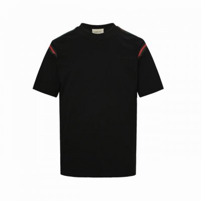 Gucci 古驰 24Ss 红绿织带刺绣小标短袖 定制原版织带 区别实拍细节可见 无敌百搭 可以穿很久的经典款 面料采用280克重精梳棉，定制32支1*1螺纹，