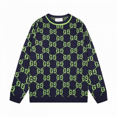 gucci古驰满身双G字母提花圆领毛衣 颜色 荧光绿 码数 S M L Xl Xxl