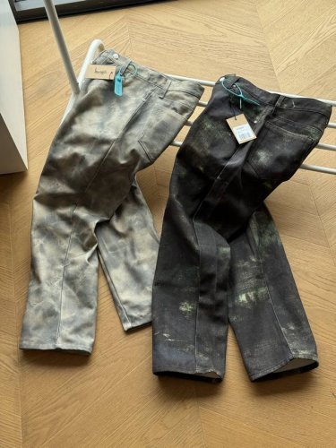供 Stussy Fw24 Big Ol' Jean Stenpat Camo 多口袋宽松徽标贴片休闲牛仔裤男女同款 浅色 深色 S~Xl 独创迷彩纹路 融合混