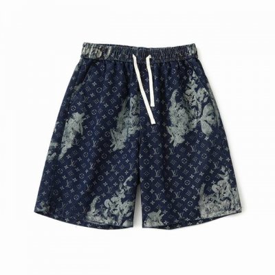 Louis Vuitton 路易威登 Lv 24Ss花卉扎染满印Logo水洗做旧牛仔短裤 男女同款 原版定制面料，网红明星同款纯棉高密度面料，简约版型搭配满印L