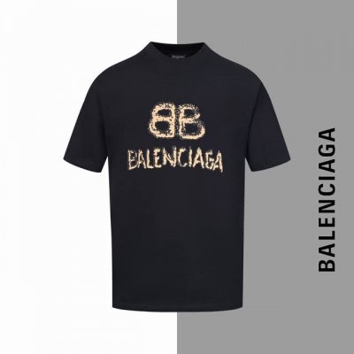 款号#Z14 巴黎双B残缺字母印花圆领短袖 Balenciaga官网一致款式 面料：32支双纱280克纯棉面料 同缸同色织染螺纹 颜色一致 工艺：进口机器白墨直
