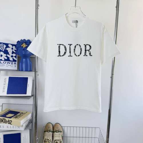 100 #122（当天到货 现货现配） dior 迪奥25Ss高品质提花字母拼布刺绣短袖T恤 独家首发高定 面料采用300克重双纱精梳棉，定制32支双股螺纹，成