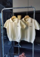 miumiu缪缪25Ss新款夏季女款冰感镂空针织短袖， 专注品质随意对比 颜色：杏色 尺码：S M L