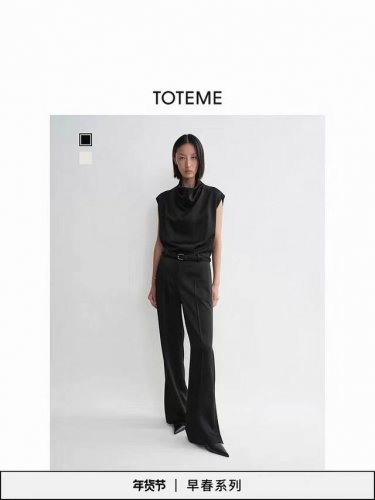 toteme 2025春夏新款长裤 面料垂坠舒适 裤脚开叉设计 34363840