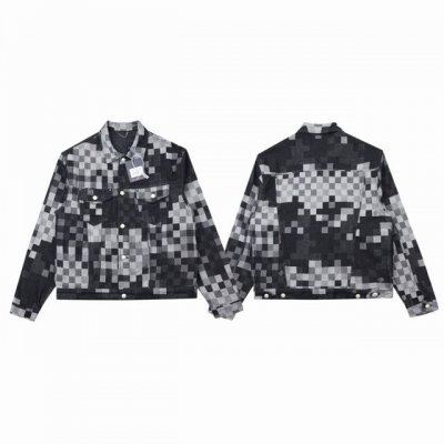 230 Louis Vuitton Lv 路易威登 25Ss 董菲联名款黑色棋盘格格纹马赛克提花情侣水洗牛仔外套夹克-顶级原单版本 color：水洗黑 size